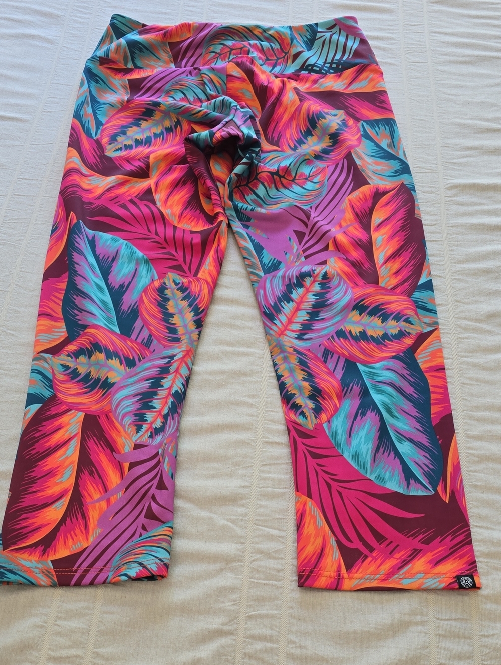 Onzie Flow Vibrant Tropical Leaf Print Cropped Leggings Women's XS - Picture 10 of 11